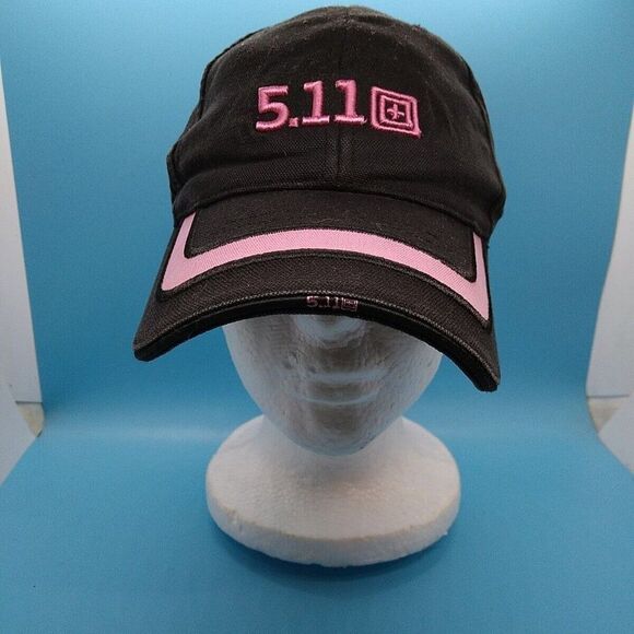 5.11 Tactical Pink Logo 2010 Scope Strap Back Black Baseball Cap Hat Adjustable - Picture 1 of 6